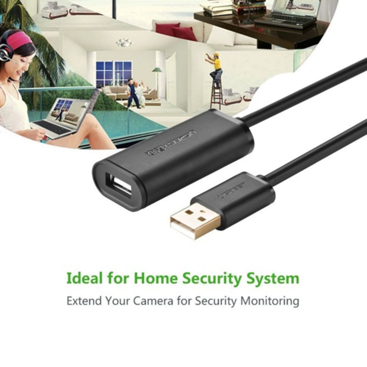 Cáp USB nối dài 30m có chíp khuếch đại chính hãng Ugreen 10326