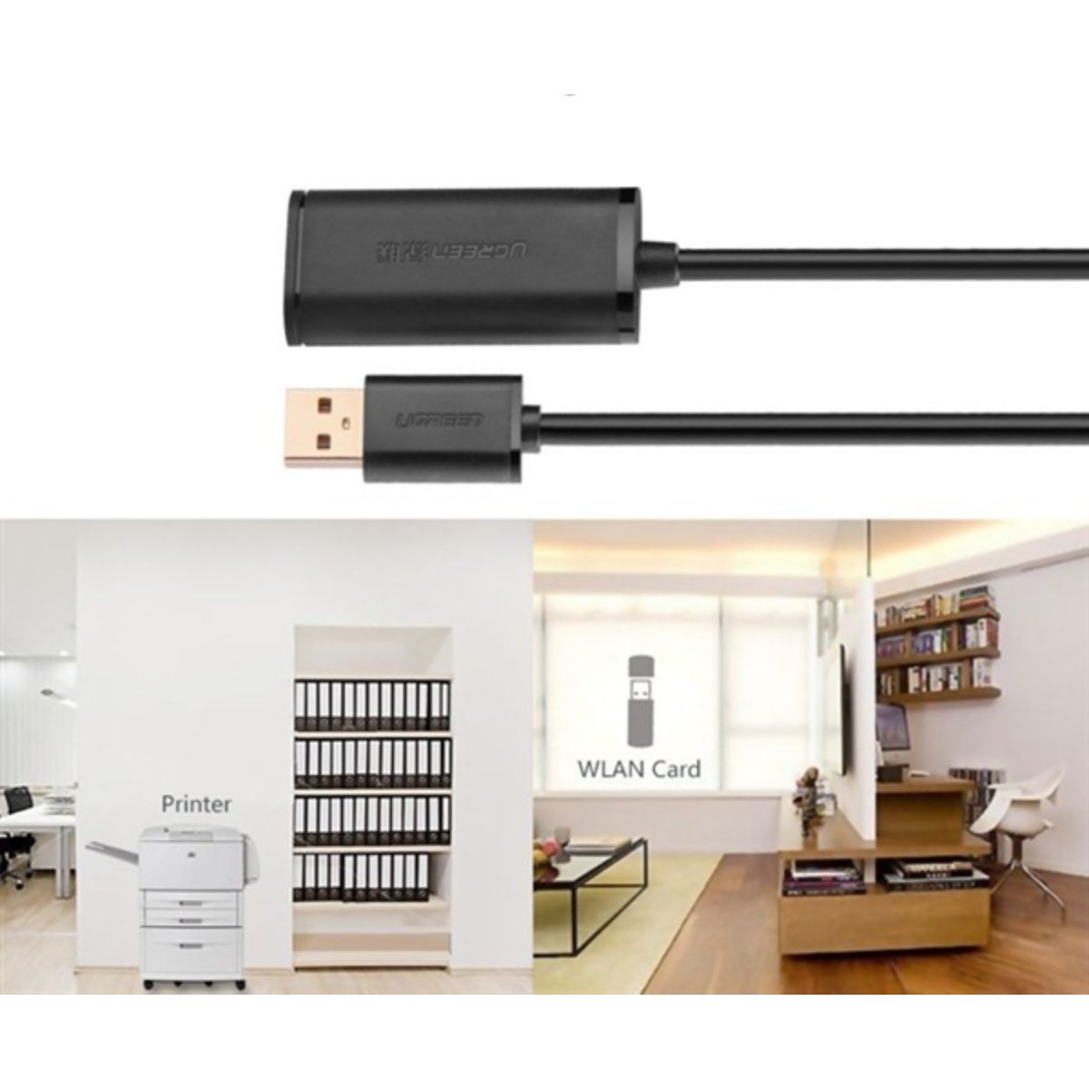 Cáp USB nối dài 30m có chíp khuếch đại chính hãng Ugreen 10326